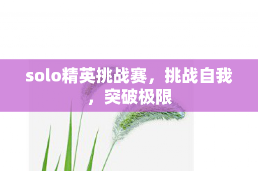 solo精英挑战赛，挑战自我，突破极限