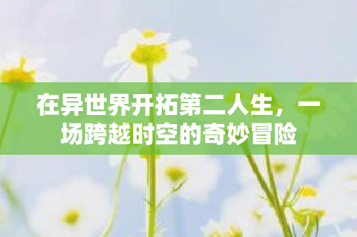 在异世界开拓第二人生，一场跨越时空的奇妙冒险