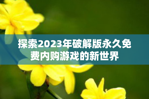 探索2023年破解版永久免费内购游戏的新世界