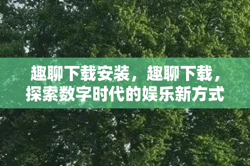 趣聊下载安装，趣聊下载，探索数字时代的娱乐新方式