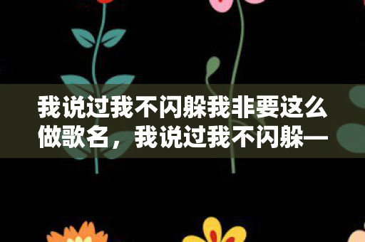 我说过我不闪躲我非要这么做歌名，我说过我不闪躲—面对挑战的勇气与坚持