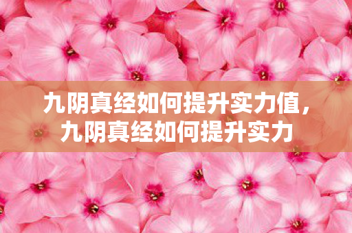 九阴真经如何提升实力值,九阴真经如何提升实力 九阴真经如何提升实力值,九阴真经如何提升实力