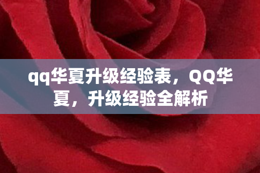 qq华夏升级经验表,QQ华夏,升级经验全解析 qq华夏升级经验表,QQ华夏,升级经验全解析