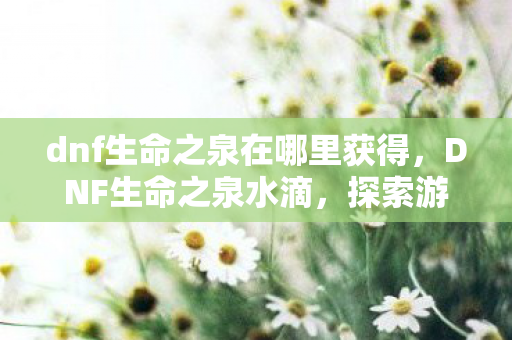 dnf生命之泉在哪里获得,DNF生命之泉水滴,探索游戏世界中的神秘元素 dnf生命之泉在哪里获得,DNF生命之泉水滴,探索游戏世界中的神秘元素