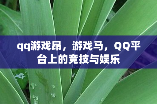 qq游戏昂，游戏马，QQ平台上的竞技与娱乐