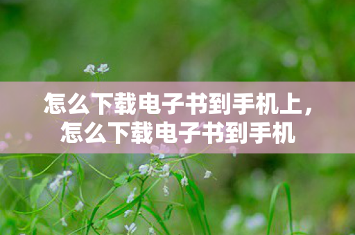 怎么下载电子书到手机上，怎么下载电子书到手机