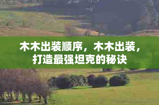 木木出装顺序，木木出装，打造最强坦克的秘诀