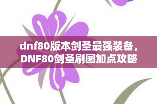 dnf80版本剑圣最强装备，DNF80剑圣刷图加点攻略