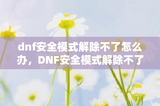 dnf安全模式解除不了怎么办图片