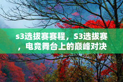 s3选拔赛赛程,S3选拔赛,电竞舞台上的巅峰对决 s3选拔赛赛程,S3选拔赛,电竞舞台上的巅峰对决