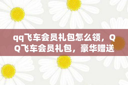 qq飞车会员礼包怎么领，QQ飞车会员礼包，豪华赠送，让你飞驰在赛道上！