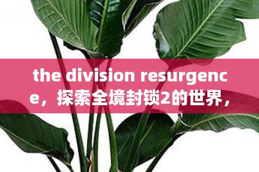 the division resurgence,探索全境封锁2的世界,从The Division到未来战场 the division resurgence,探索全境封锁2的世界,从The Division到未来战场