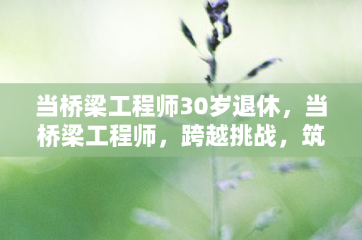当桥梁工程师30岁退休,当桥梁工程师,跨越挑战,筑梦未来 当桥梁工程师30岁退休,当桥梁工程师,跨越挑战,筑梦未来