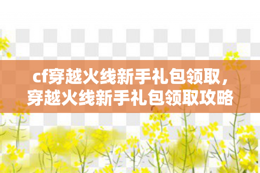cf穿越火线新手礼包领取,穿越火线新手礼包领取攻略 cf穿越火线新手礼包领取,穿越火线新手礼包领取攻略