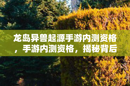龙岛异兽起源手游内测资格，手游内测资格，揭秘背后的秘密与获取攻略