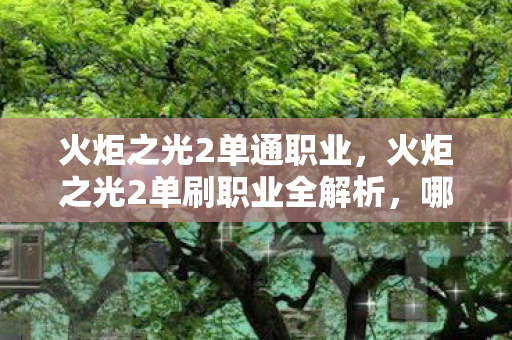 火炬之光2单通职业，火炬之光2单刷职业全解析，哪个职业最适合你？