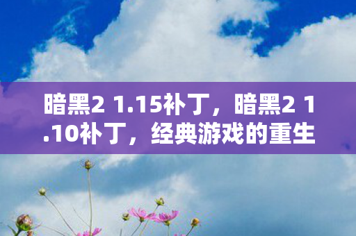 暗黑2 1.15补丁，暗黑2 1.10补丁，经典游戏的重生
