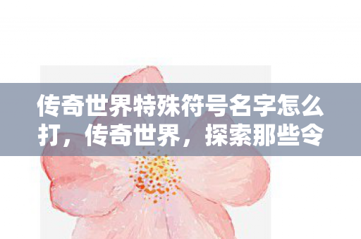 传奇世界特殊符号名字怎么打，传奇世界，探索那些令人难以忘怀的特殊角色名字