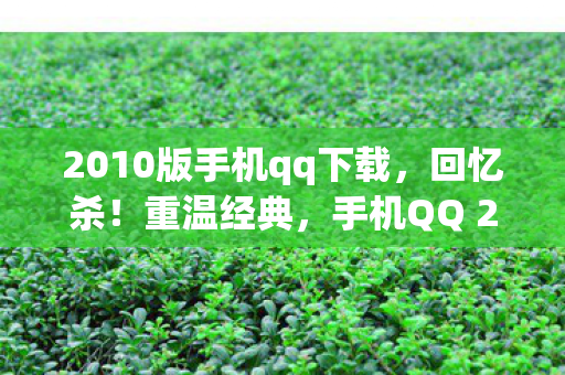 2010版手机qq下载，回忆杀！重温经典，手机QQ 2010 JA版下载与回忆