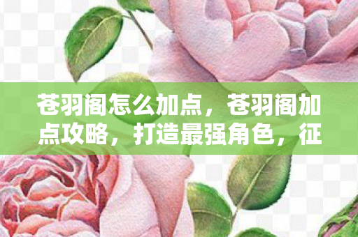 苍羽阁怎么加点,苍羽阁加点攻略,打造最强角色,征服游戏世界 苍羽阁怎么加点,苍羽阁加点攻略,打造最强角色,征服游戏世界