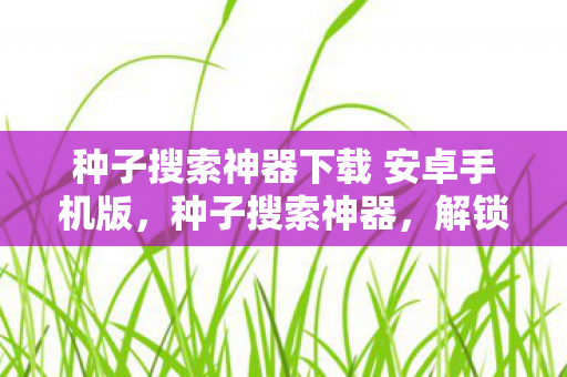 种子搜索神器下载 安卓手机版,种子搜索神器,解锁无限可能的数字宝藏 种子搜索神器下载 安卓手机版,种子搜索神器,解锁无限可能的数字宝藏