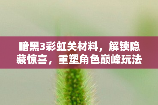 暗黑3彩虹关材料图片