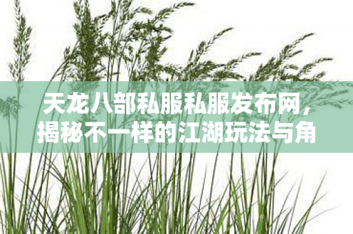 揭秘不一样的江湖玩法与角色塑造图片