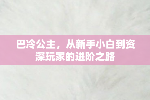 从新手小白到资深玩家的进阶之路图片