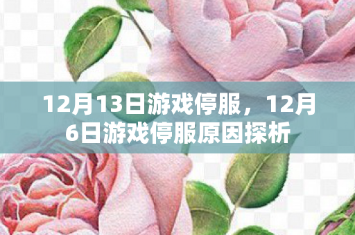 12月13日游戏停服,12月6日游戏停服原因探析 12月13日游戏停服,12月6日游戏停服原因探析
