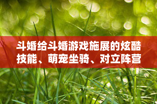 斗婚给斗婚游戏施展的炫酷技能、萌宠坐骑、对立阵营鲜活人格,哪种最贴合核心调性? 斗婚给斗婚游戏施展的炫酷技能、萌宠坐骑、对立阵营鲜活人格,哪种最贴合核心调性?