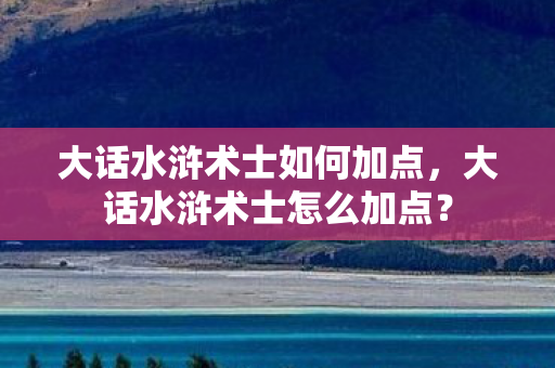 大话水浒术士如何加点,大话水浒术士怎么加点? 大话水浒术士如何加点,大话水浒术士怎么加点?
