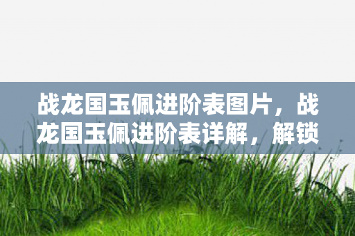 战龙国玉佩进阶表图片，战龙国玉佩进阶表详解，解锁你的传奇之路