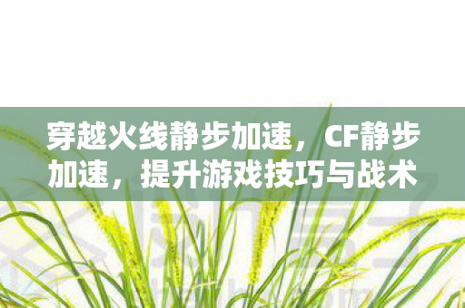 穿越火线静步加速，CF静步加速，提升游戏技巧与战术意识的实战指南