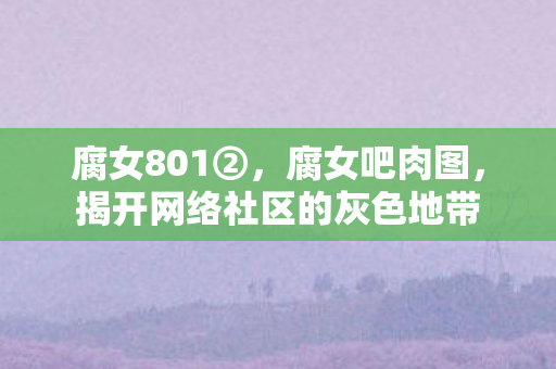 腐女801②，腐女吧肉图，揭开网络社区的灰色地带