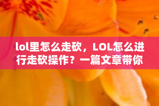 lol里怎么走砍，LOL怎么进行走砍操作？一篇文章带你入门