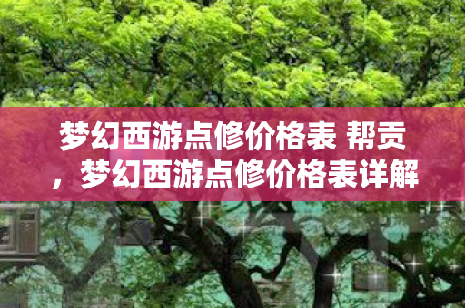 梦幻西游点修价格表 帮贡，梦幻西游点修价格表详解，如何合理消费，提升角色实力