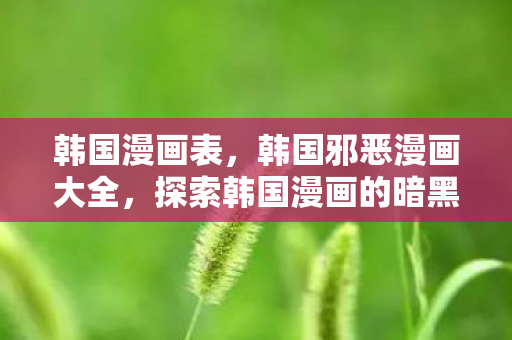 韩国漫画表，韩国邪恶漫画大全，探索韩国漫画的暗黑魅力