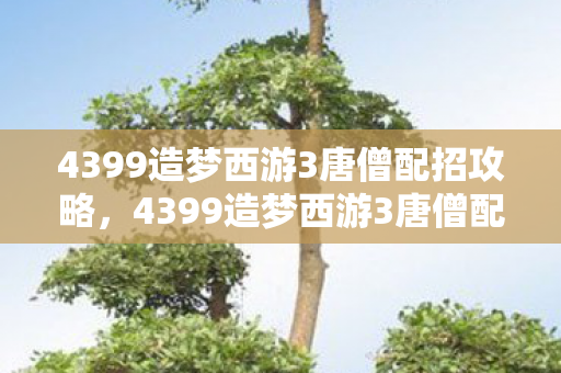 4399造梦西游3唐僧配招攻略，4399造梦西游3唐僧配招攻略