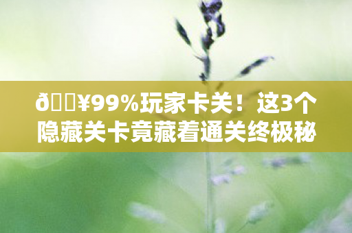 这3个隐藏关卡竟藏着通关终极秘密图片