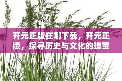 开元正版在哪下载，开元正版，探寻历史与文化的瑰宝