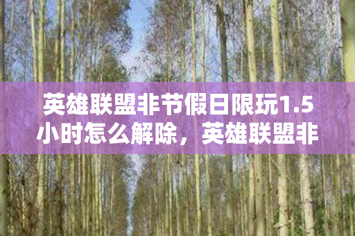 英雄联盟非节假日限玩1.5小时怎么解除，英雄联盟非节假日限时游玩1.5小时，如何合理规划游戏时间？