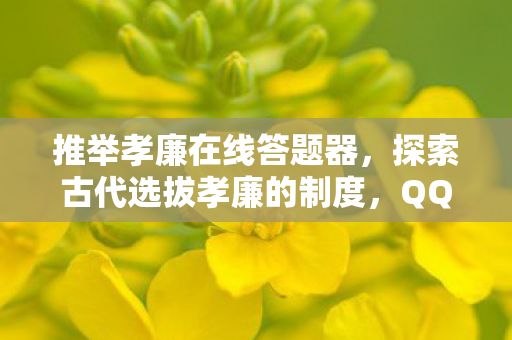 推举孝廉在线答题器，探索古代选拔孝廉的制度，QQ国推举孝廉答题器背后的文化意义
