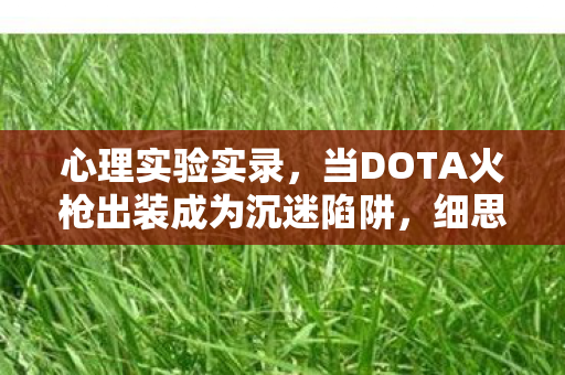 心理实验实录,当DOTA火枪出装成为沉迷陷阱,细思极恐的神经操控 心理实验实录,当DOTA火枪出装成为沉迷陷阱,细思极恐的神经操控