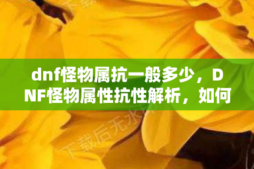 dnf怪物属抗一般多少,DNF怪物属性抗性解析,如何有效应对游戏中的挑战 dnf怪物属抗一般多少,DNF怪物属性抗性解析,如何有效应对游戏中的挑战