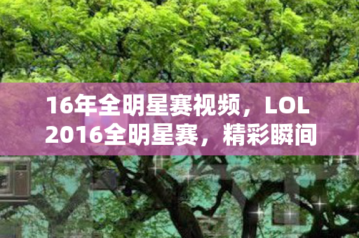 16年全明星赛视频，LOL 2016全明星赛，精彩瞬间与背后故事