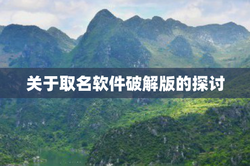 关于取名软件破解版的探讨