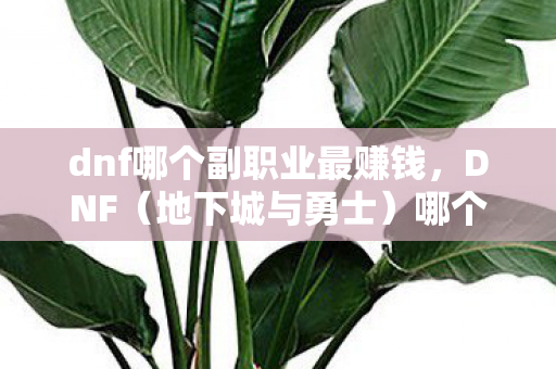 dnf哪个副职业最赚钱，DNF（地下城与勇士）哪个副职业最赚？