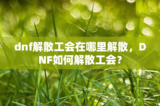 dnf解散工会在哪里解散,DNF如何解散工会? dnf解散工会在哪里解散,DNF如何解散工会?