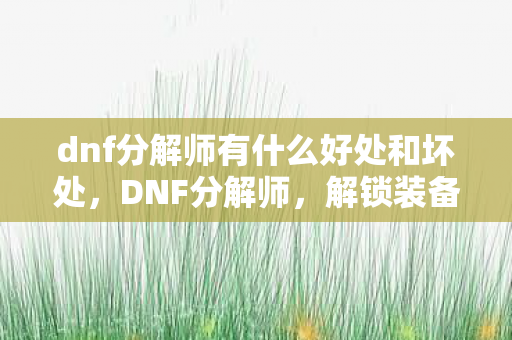 dnf分解师有什么好处和坏处图片