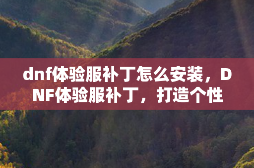 dnf体验服补丁怎么安装，DNF体验服补丁，打造个性化游戏体验的利器